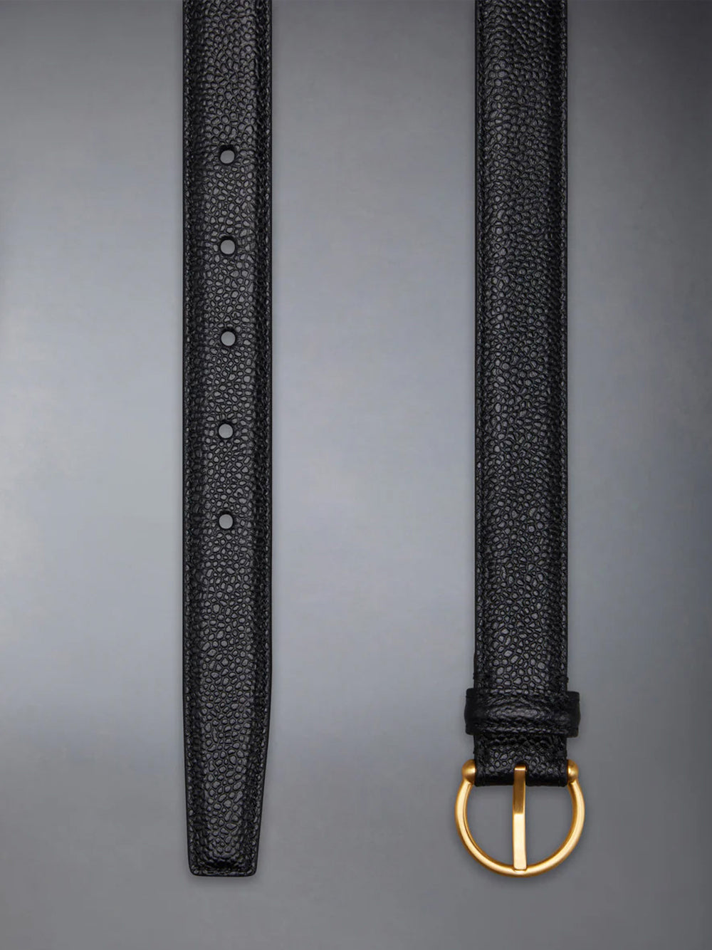 Pebble Grain Round Buckle Belt Black