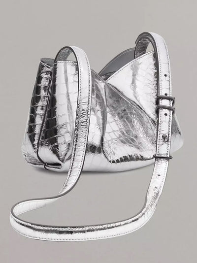 Bloom Small Metallic Leather Crossbody Bag (Silver)