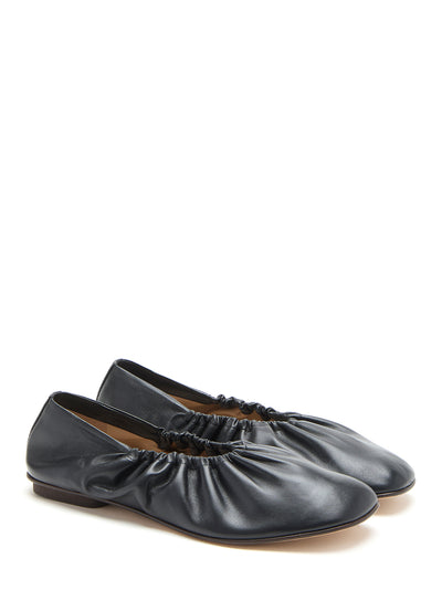 Mica Flat Leather W/
Elastic Black