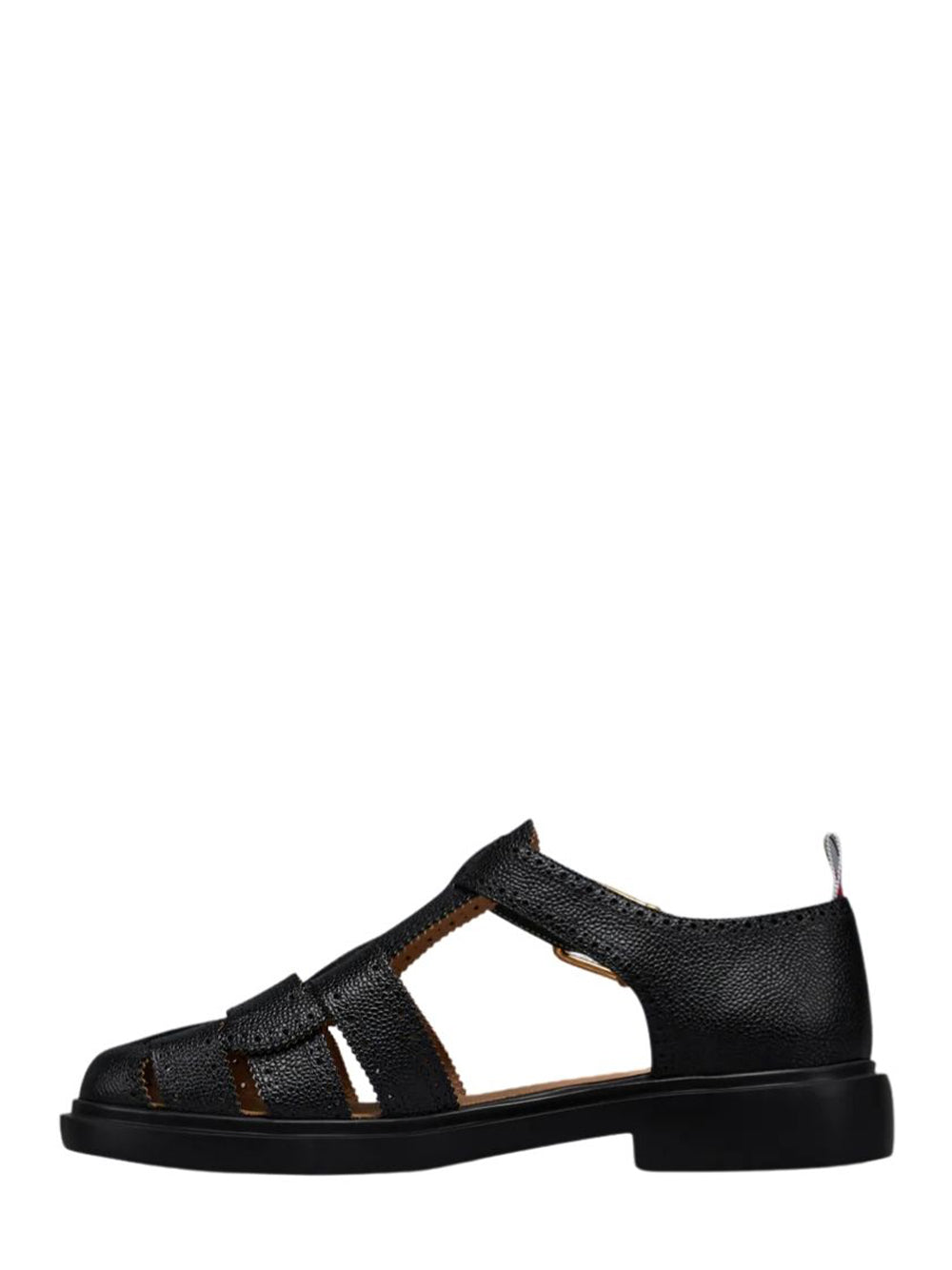 Pebble Grain Leather Fisherman Sandal (Black)