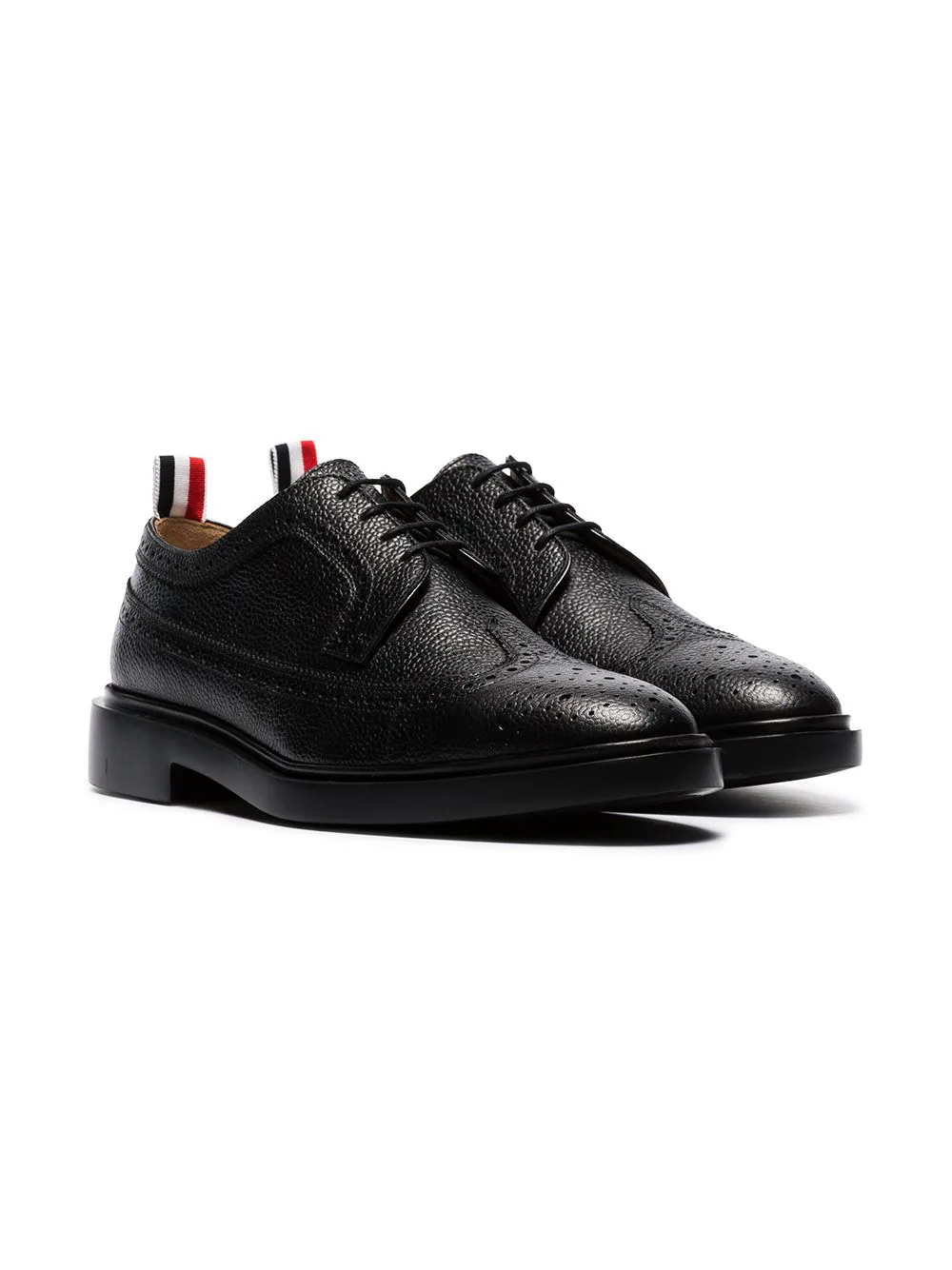 Pebble Grain Leather Cap Toe Derby (Black)