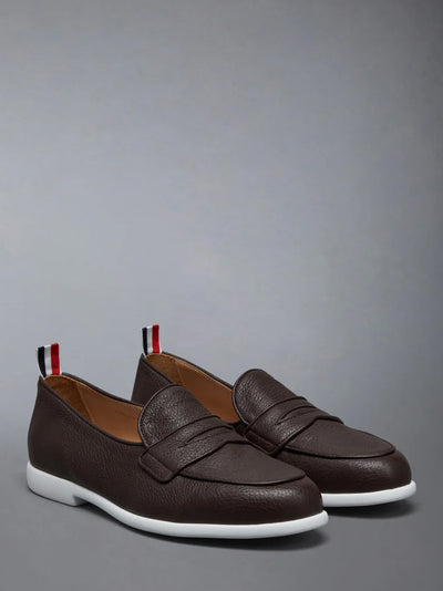 Deerskin Leather Varsity Penny Loafer Brown
