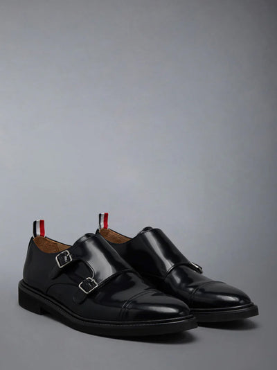 Soft Spazzolato Oxford Double Monkstrap Shoe Black