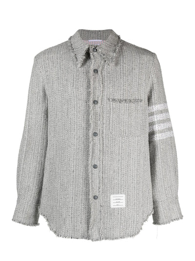 Tweed Fray 4 Bar Shirt Jacket (Medium Grey)