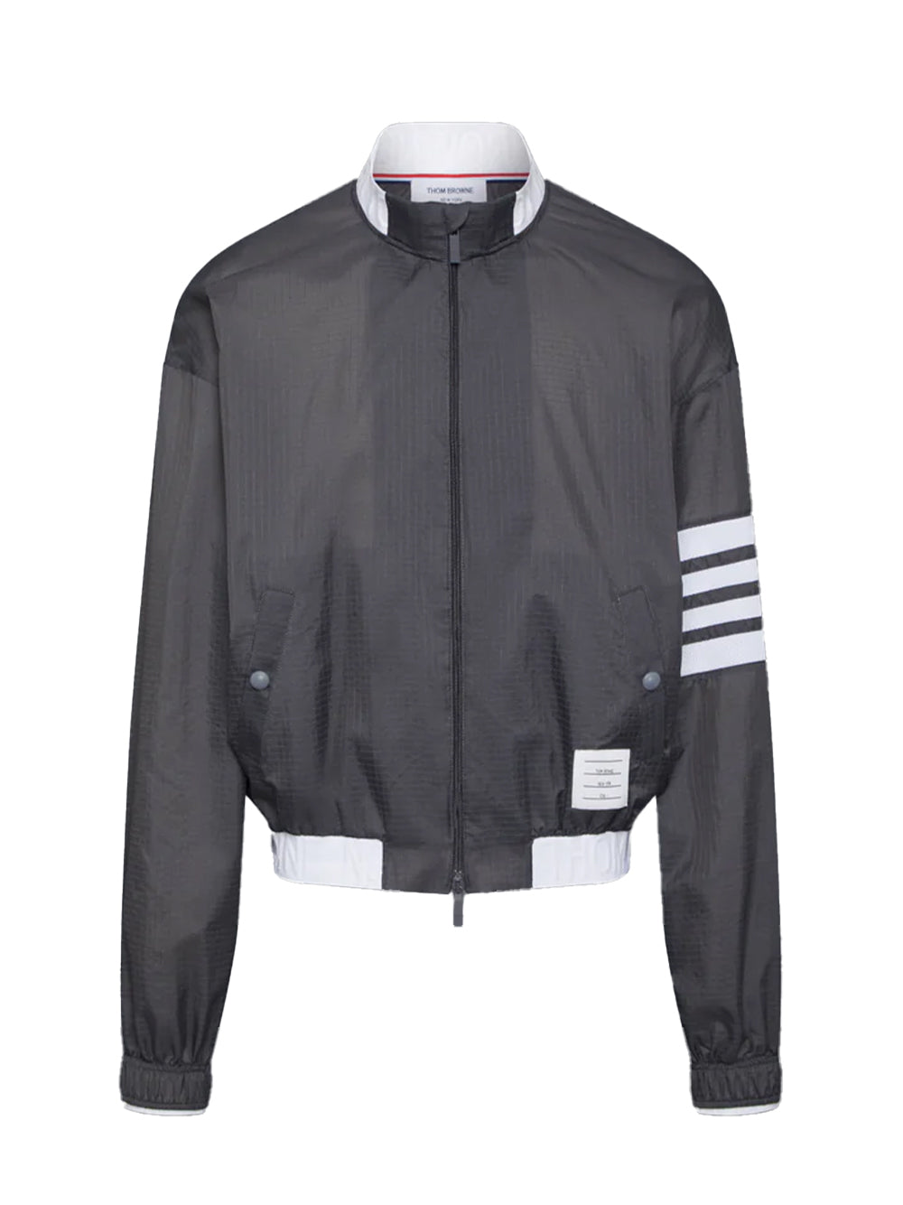 Nylon 4-Bar Ripstop Windbreaker Charcoal