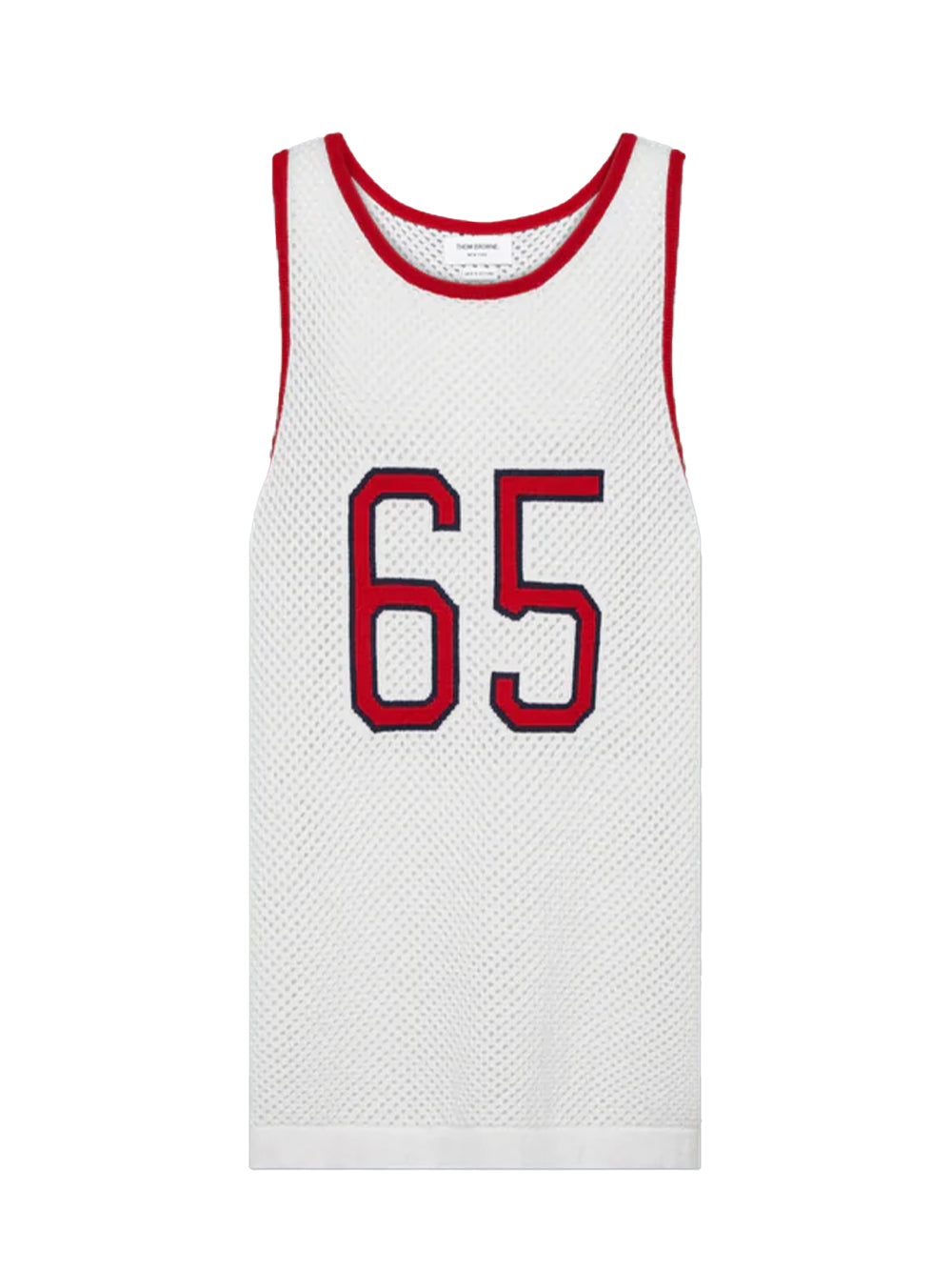 Intarsia Cashmere Mesh Basketball Jersey White
