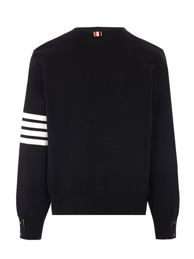 Cotton Crepe V-Neck Cardigan (Black)