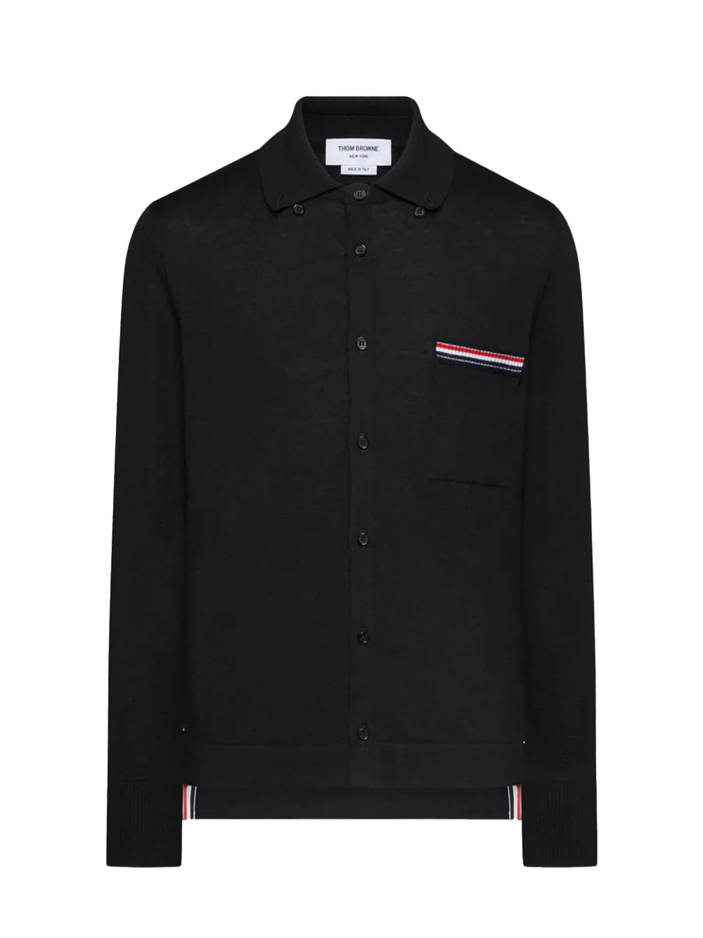 Merino Wool Jersey Stitch Long Sleeve Shirt Black