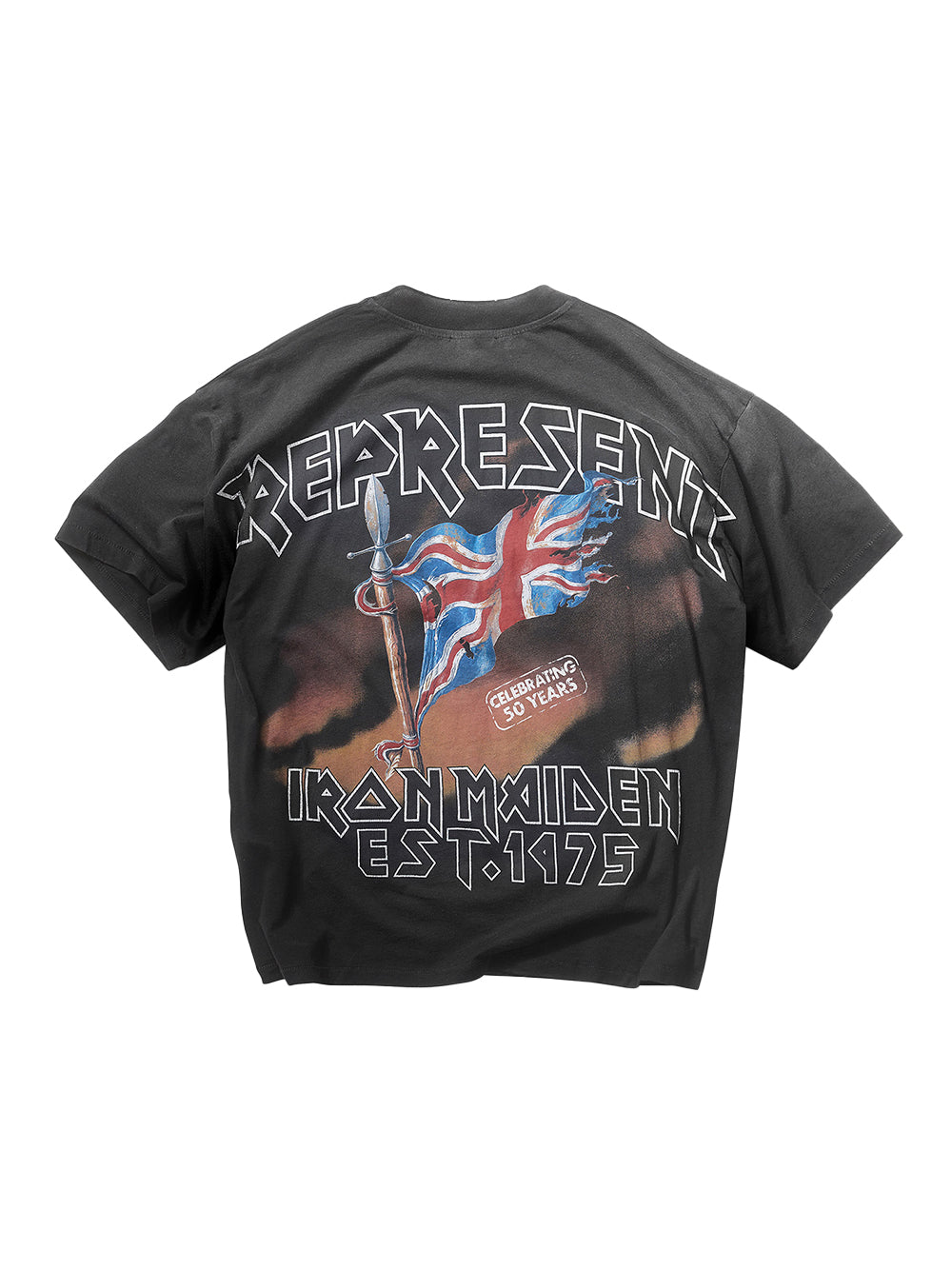 Represent X Iron Maiden Steed T-Shirt (Stained Black)