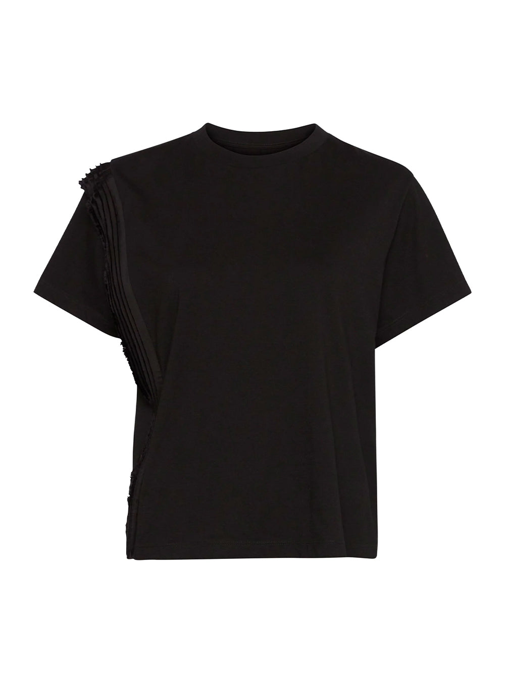 Cotton T-Shirt With Pleated Detail (Black)