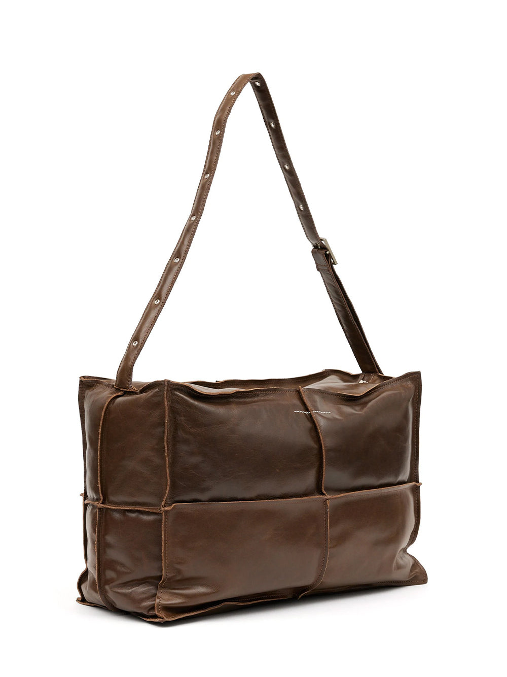 Numeric Weekender Leather Shoulder Bag (Brown)