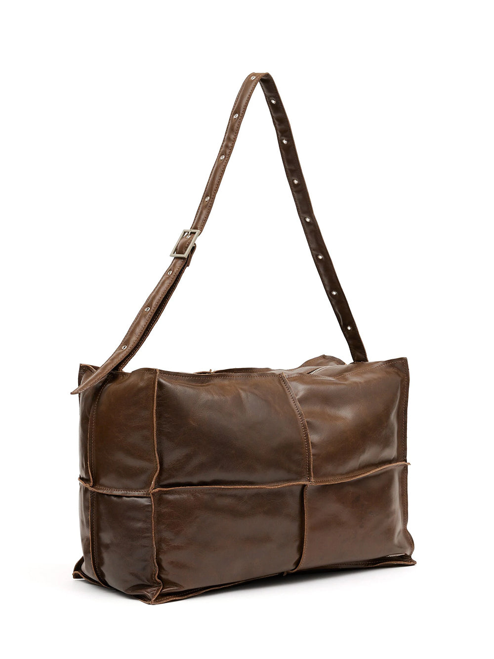 Numeric Weekender Leather Shoulder Bag (Brown)