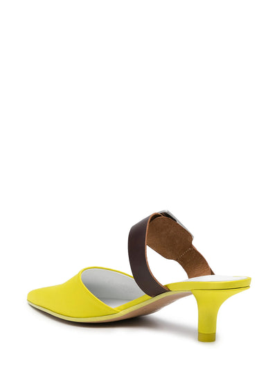 Repurposed Belt Leather Mules (Green Sheen)