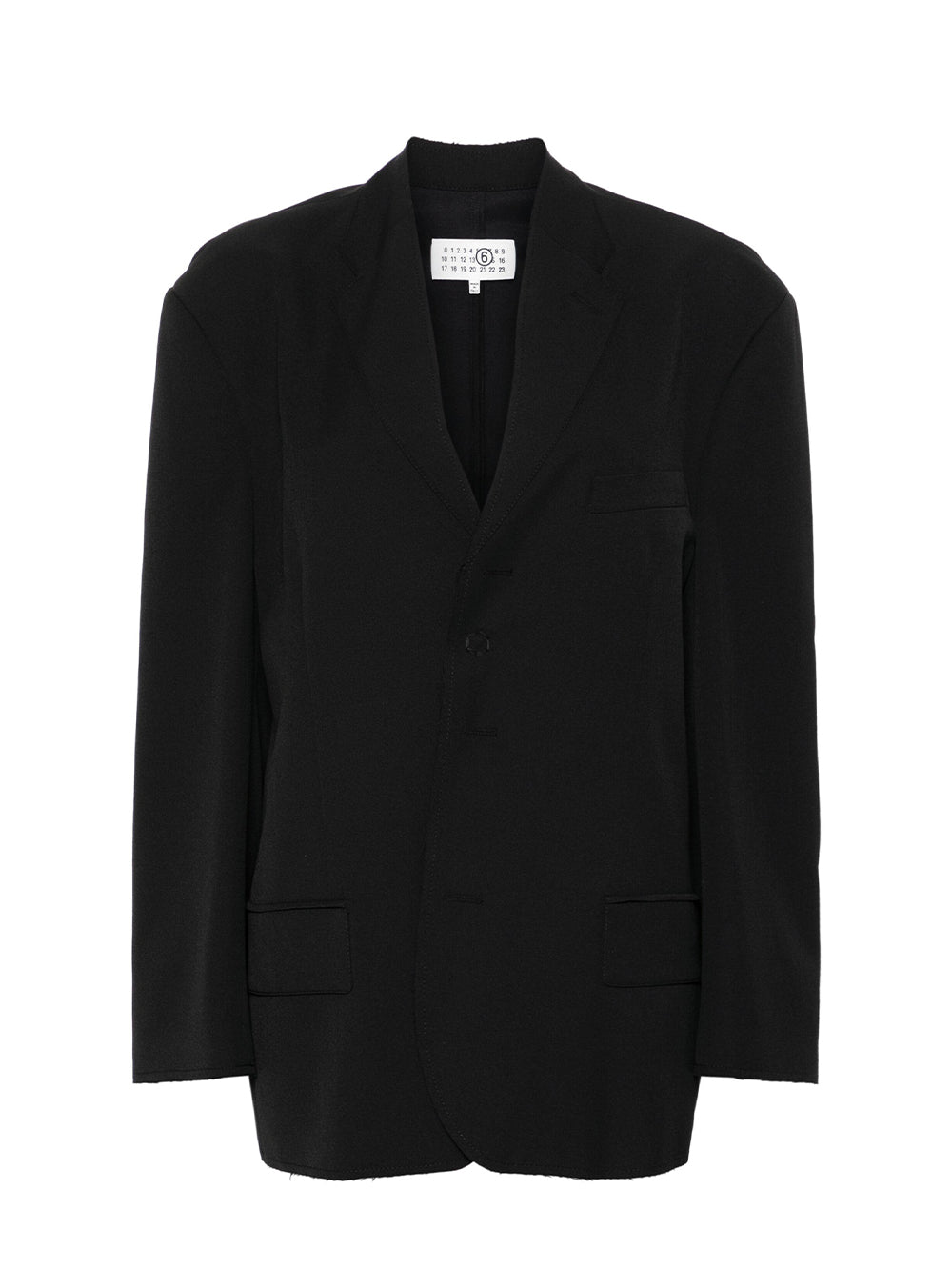 Single-Breasted Jacket With Raw-Cut Edges (Black)