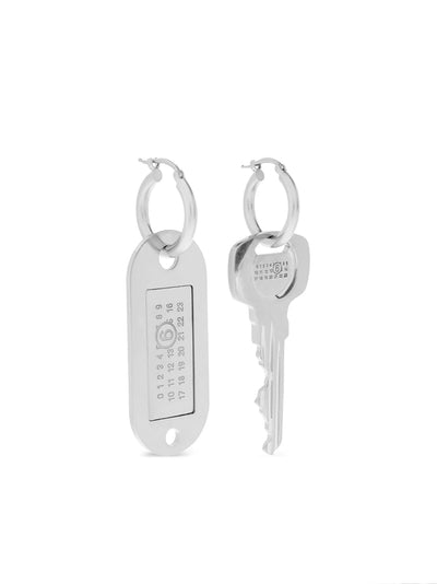 Tag And Key Earrings (Sliver)
