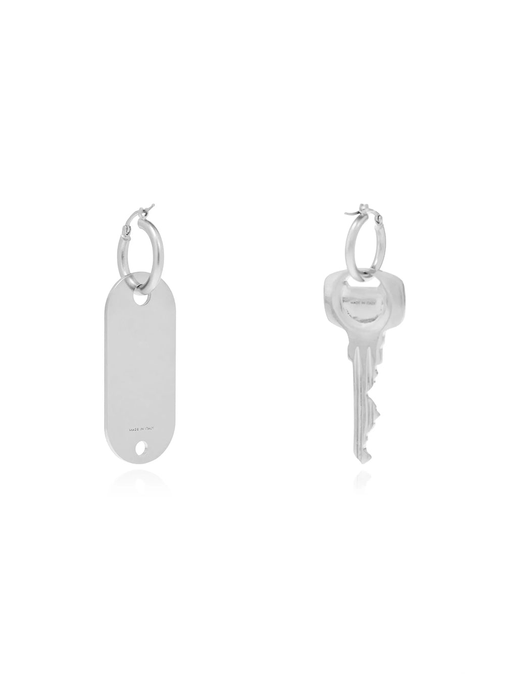 Tag And Key Earrings (Sliver)