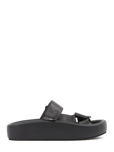 Webbing Leather Sandals (Black)