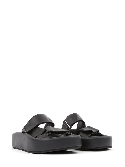 Webbing Leather Sandals (Black)