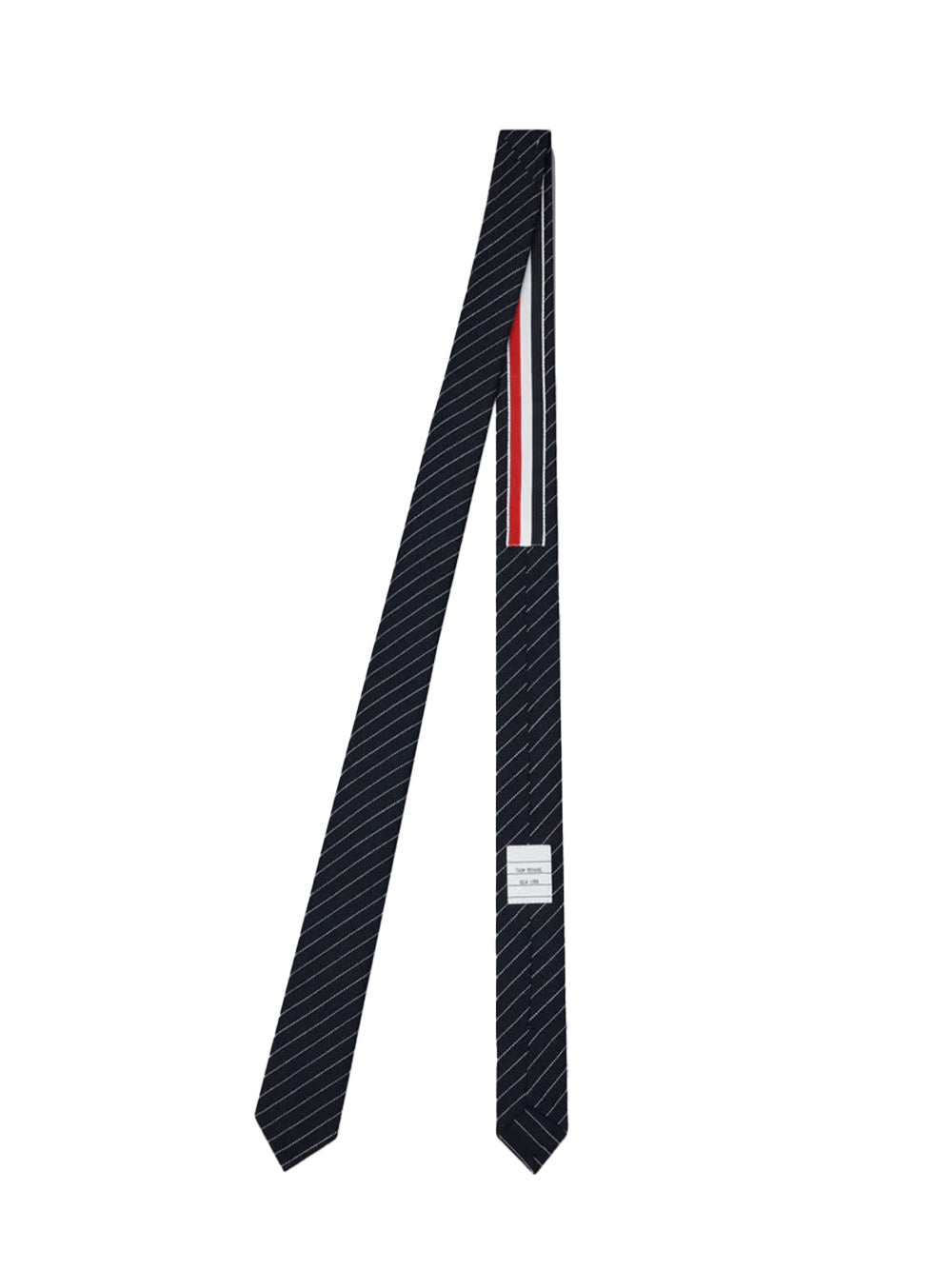 Pinstripe High Twist Wool Classic Tie Navy