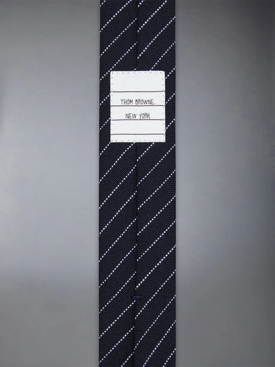 Pinstripe High Twist Wool Classic Tie Navy