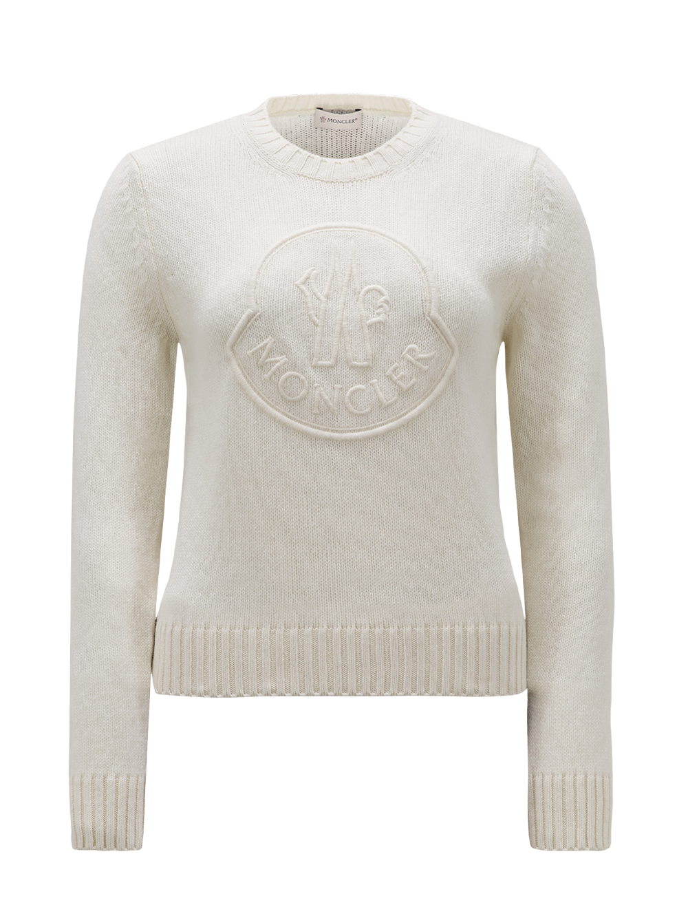 Embroidered Logo Cashmere & Wool Sweater (Optical White)