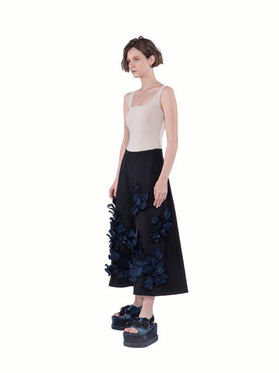 3d Embellished Wool Mid Length Black-navy