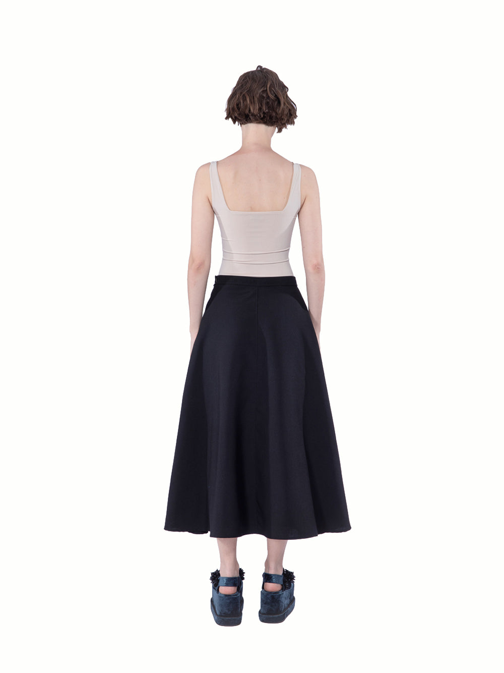 3d Embellished Wool Mid Length Black-navy