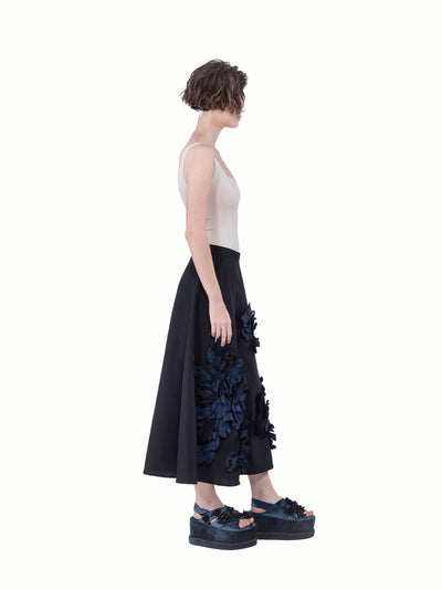 3d Embellished Wool Mid Length Black-navy