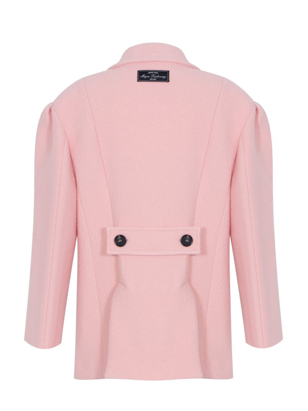 Double-breasted Bouclé Wool Pea Coat (Light Pink)
