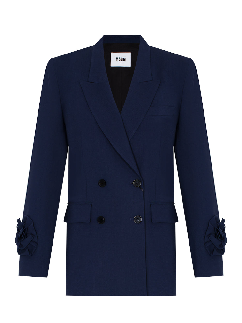 Double-breasted "MSGM Tailoring" Wool Jacket With Applications (Navy)