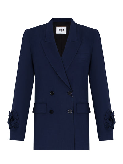 Double-breasted "MSGM Tailoring" Wool Jacket With Applications (Navy)
