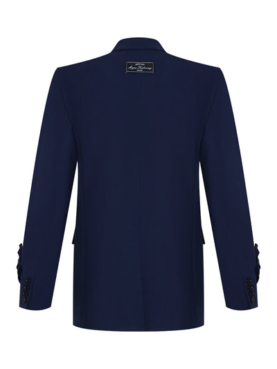 Double-breasted "MSGM Tailoring" Wool Jacket With Applications (Navy)