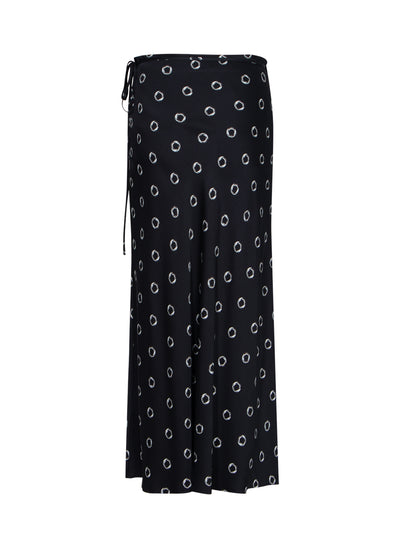 Fluid Viscose Print Skirt (Black)