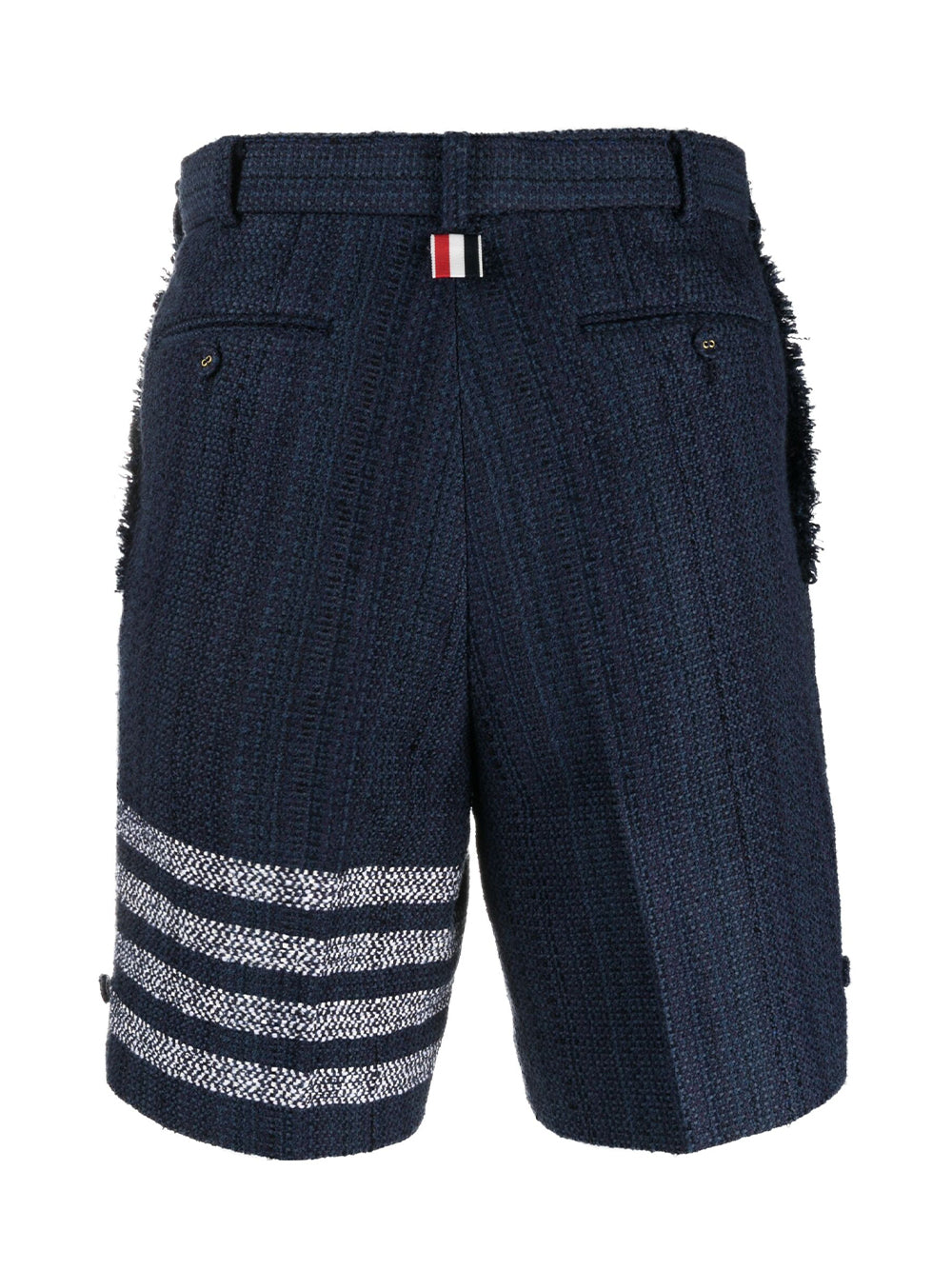 Tweed Fray 4-Bar Sack Shorts (Navy)