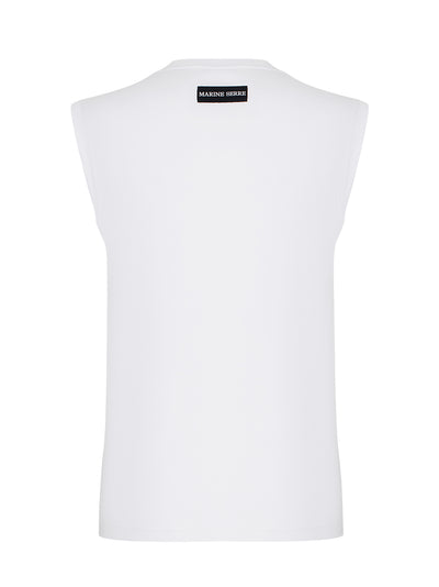 Moon Logo Jersey Tank Top  White