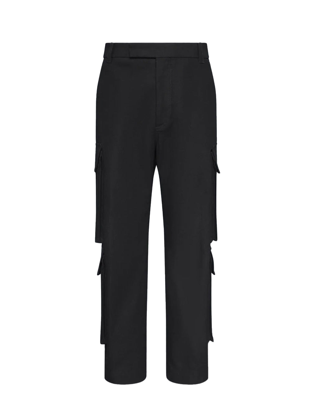 Washed Cotton Utility Chino Cargo Trouser Black