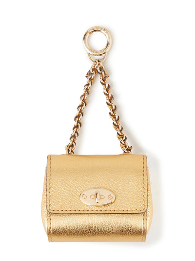 Lily Leather Bag Charm Keyring (Soft Gold)