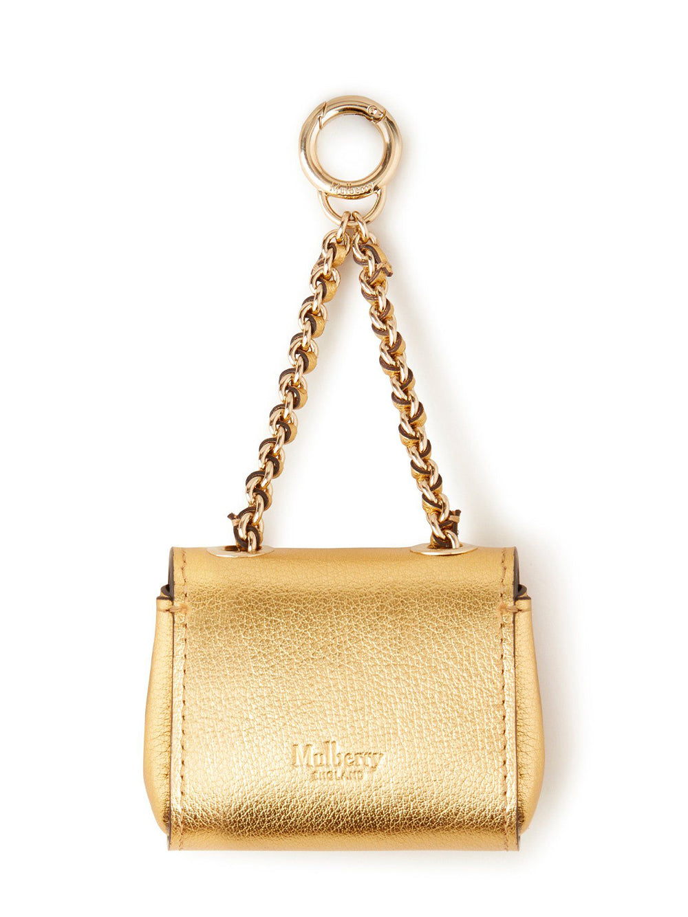 Lily Leather Bag Charm Keyring (Soft Gold)