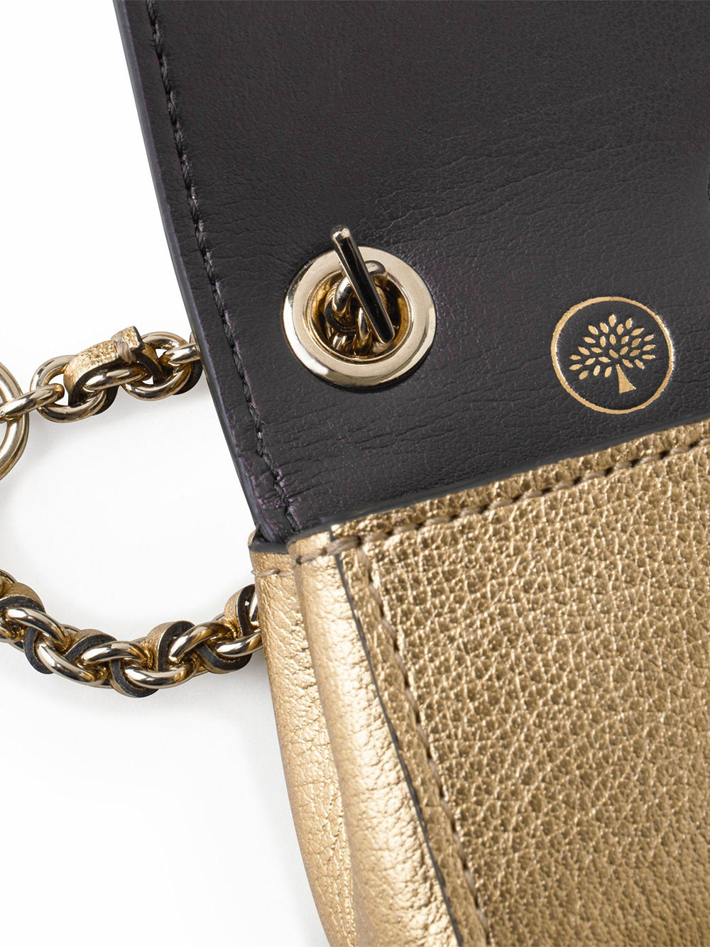 Lily Leather Bag Charm Keyring (Soft Gold)