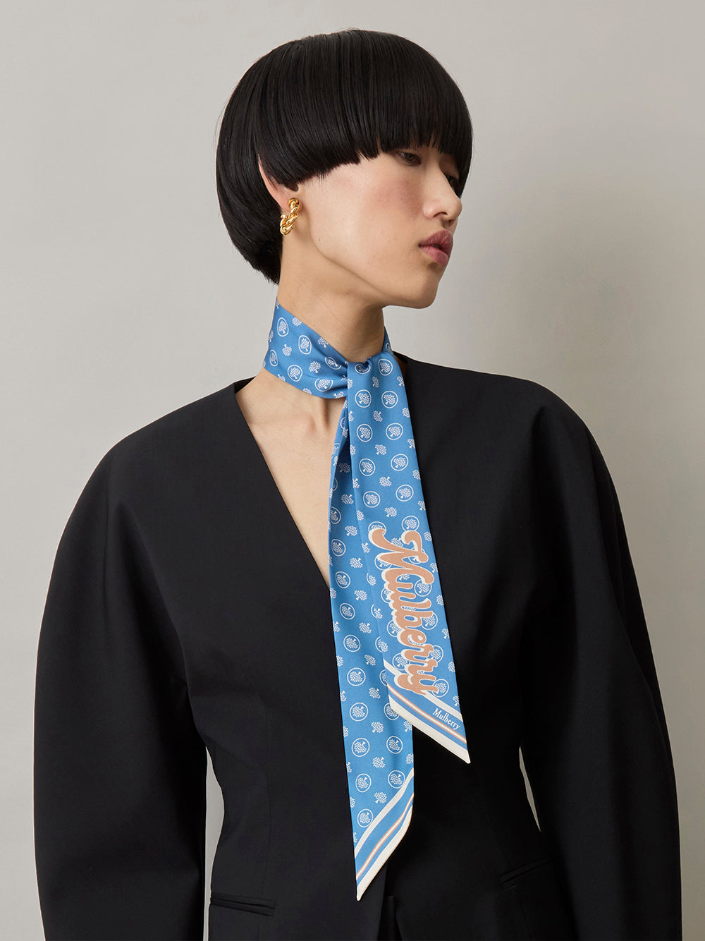 Skinny Scarf From England with Love (Poplin Blue & Eggshell)