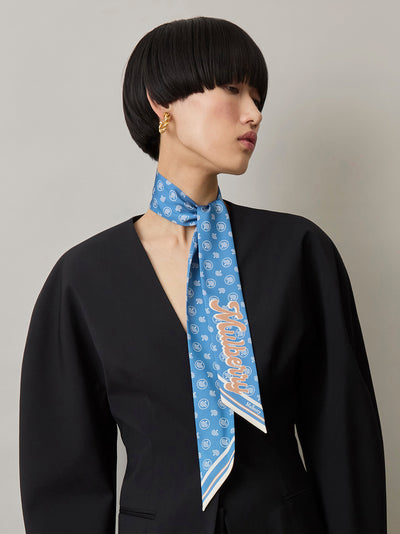 Skinny Scarf From England with Love (Poplin Blue & Eggshell)