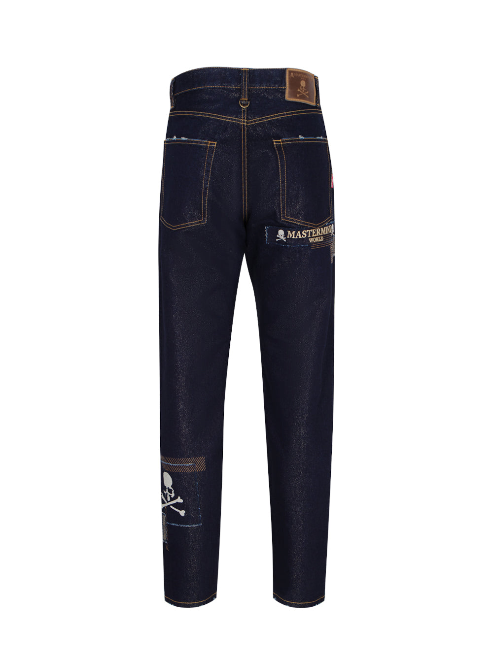 Patchwork Slim Straight Fit Denim Pants Indigo