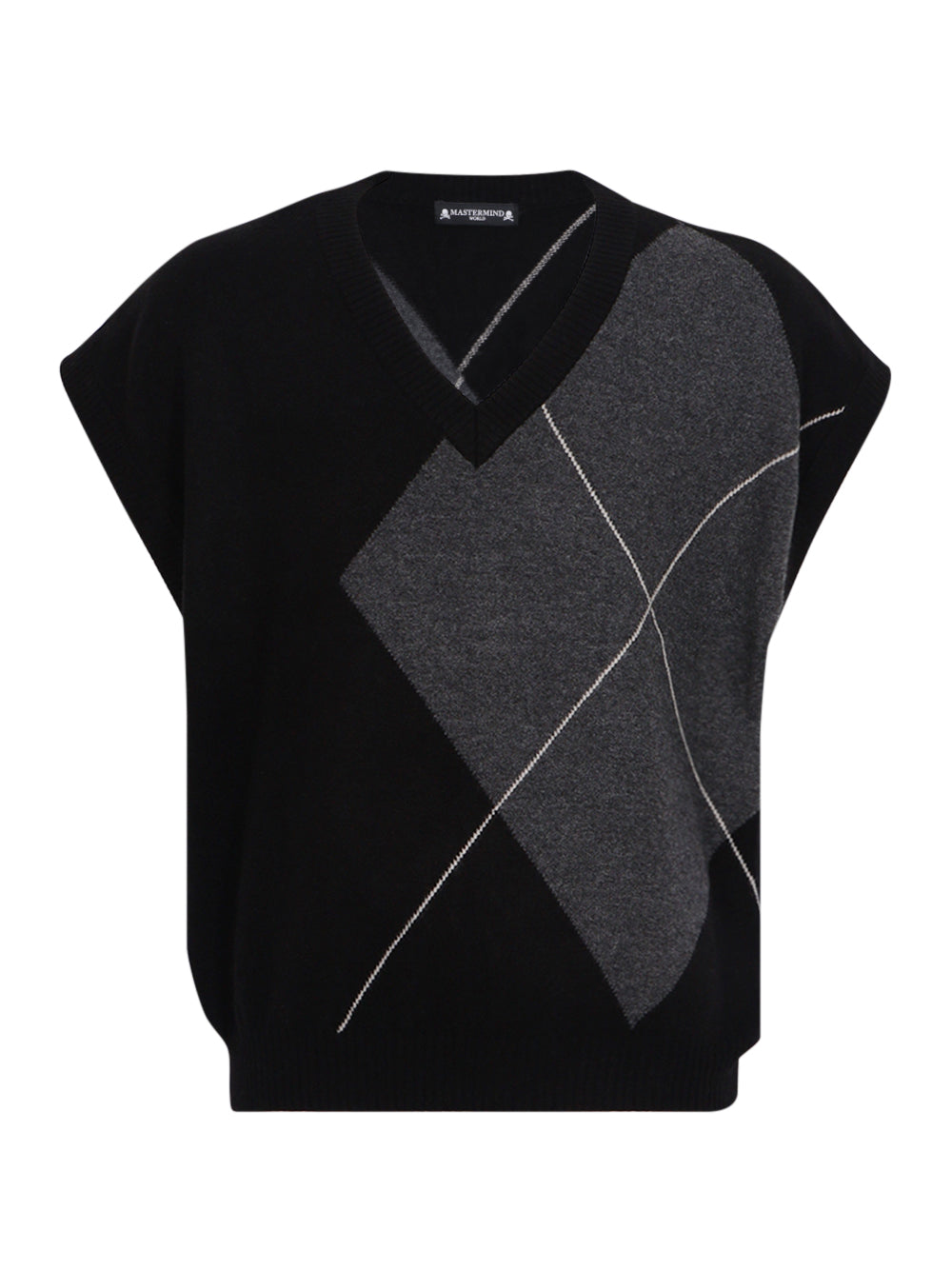 Argyle Knit Vest Black