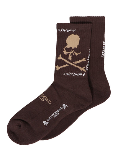Stitch Crew Socks Brown