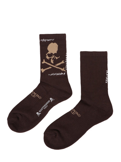 Stitch Crew Socks Brown