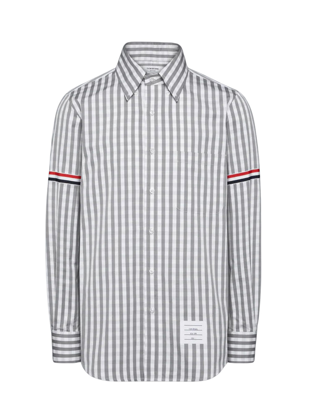 Gingham Check Poplin Armband Shirt Medium Grey