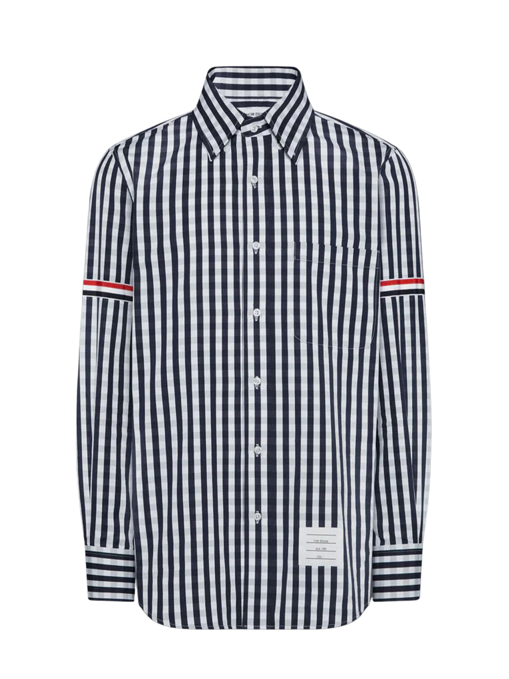 Gingham Check Poplin Armband Shirt Navy