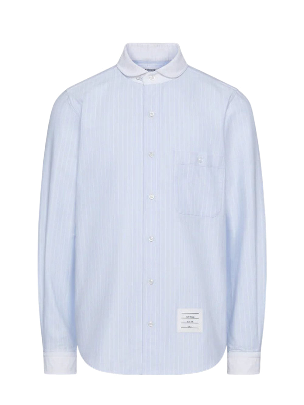 Pinstripe Oxford Shawl Collar Shirt Light Blue