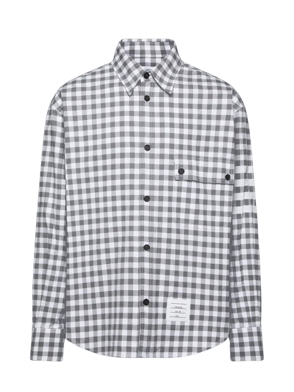 Gingham Check Flannel 4-Bar Oversized Shirt Medium Grey