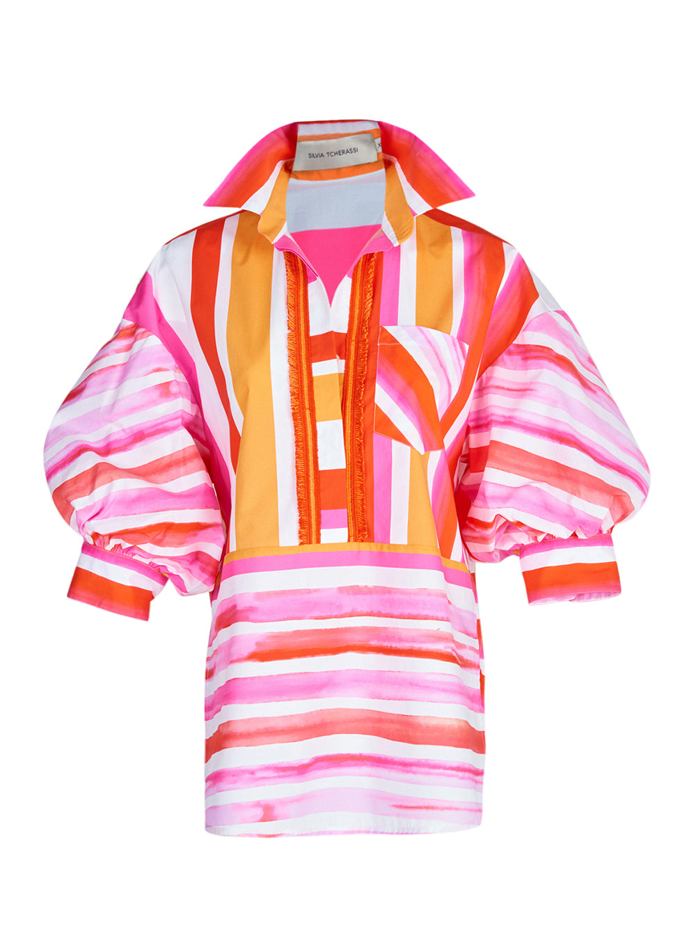 Manrola Blouse (Rouge Orange Stripes)